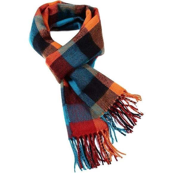 A.WAVE Softer than Cashmere Wool Touch Tassel Ends Plaid Check Solid Scarf - Picture 1 of 1